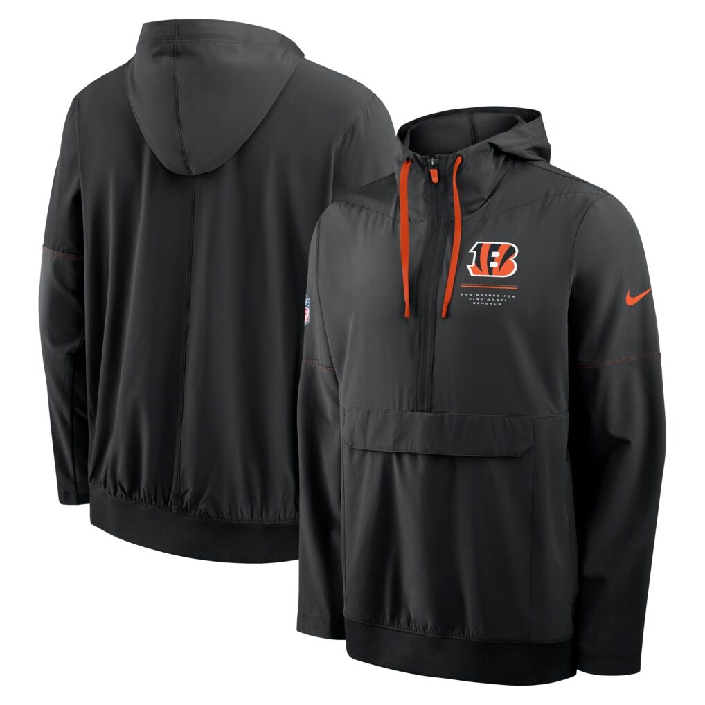 Cincinnati Bengals Nike Sideline Anorak Half-Zip Hooded Jacket