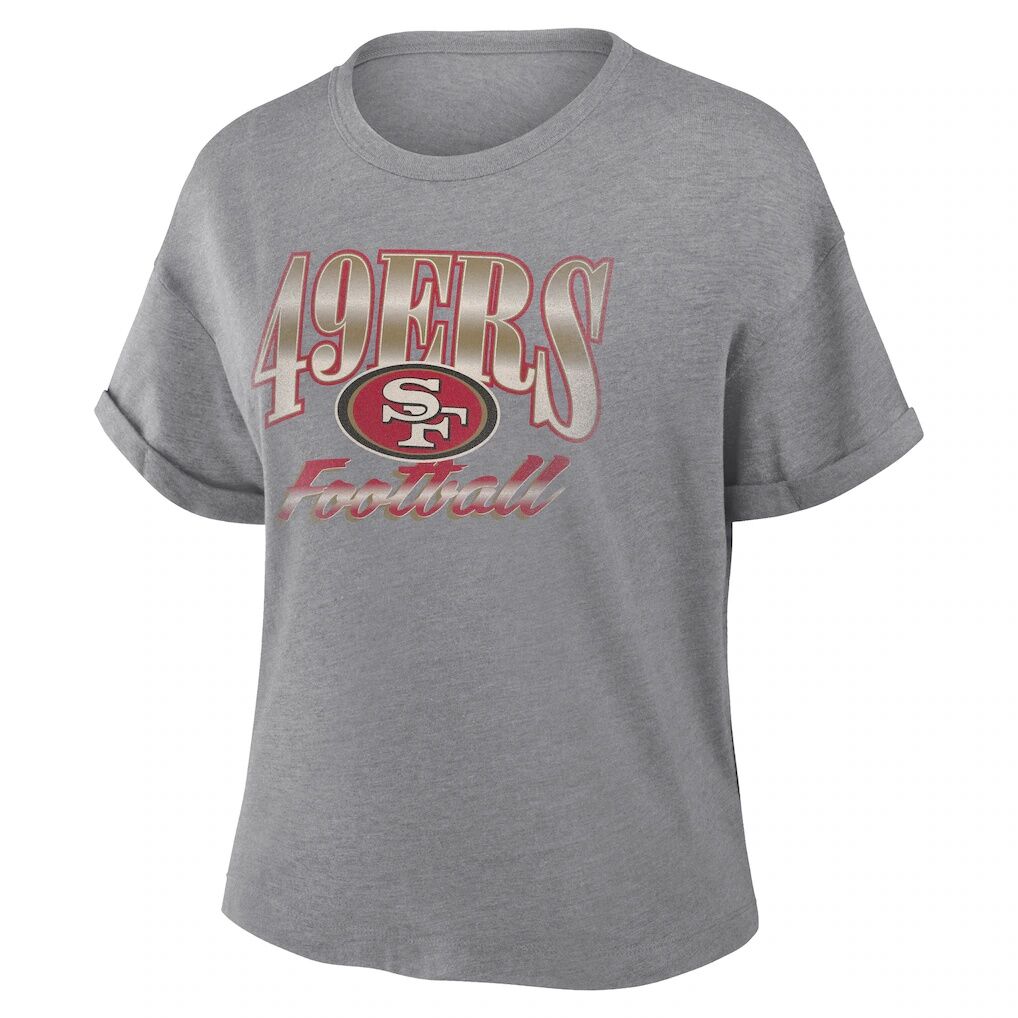 San Francisco 49ers Fashion7 Women's Overplayed Tribute Tri-Blend Boxy T-Shirt - Heather Gray