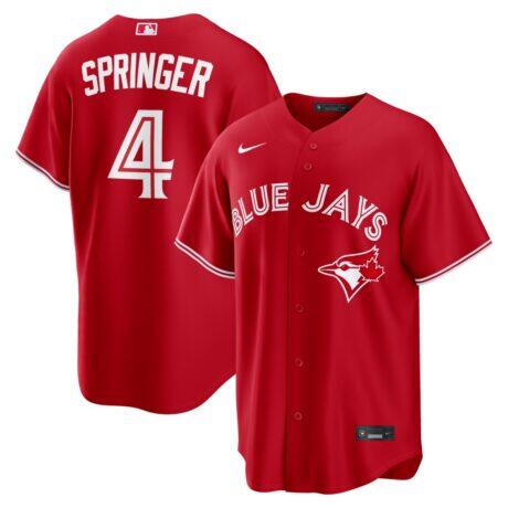 George Springer Toronto Blue Jays Nike Canada Day Replica Jersey - Red - Front View