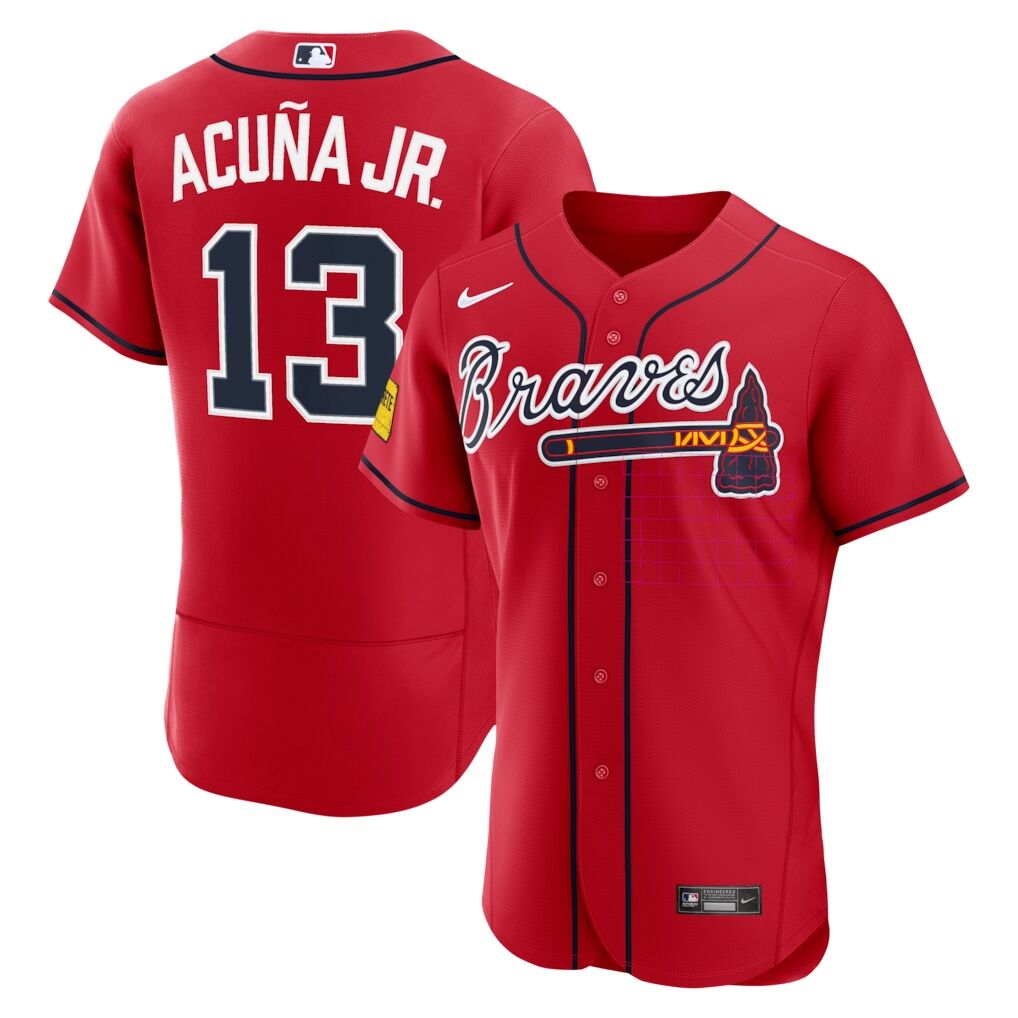 Ronald Acuña Jr. Atlanta Braves Nike Alternate Authentic Sponsor Patch Jersey