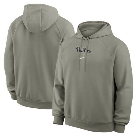 Philadelphia Phillies Nike Statement Primary Raglan Dri-FIT Hoodie - Gray - Front View
