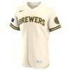 Milwaukee Brewers Nike Home Sponsor Patch Authentic Jersey - Cream - Side View