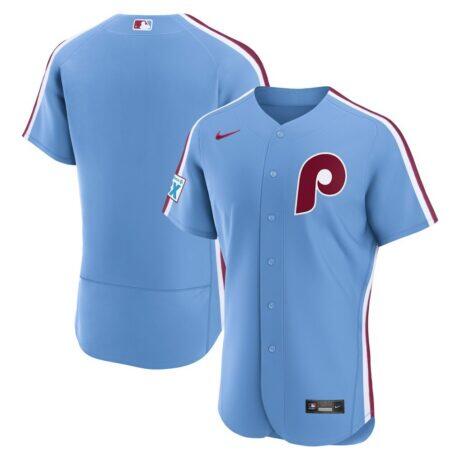 Philadelphia Phillies Nike Alternate Sponsor Patch Authentic Jersey - Light Blue - Front View