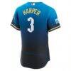 Bryce Harper Philadelphia Phillies Nike City Connect Authentic Sponsor Patch Jersey - Blue - Detail View