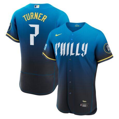 Trea Turner Philadelphia Phillies Nike City Connect Authentic Sponsor Patch Jersey - Navy - Front View
