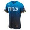 Philadelphia Phillies Nike City Connect Authentic Sponsor Patch Jersey - Navy - Side View
