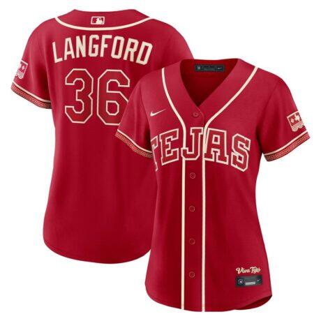 Wyatt Langford Texas Rangers Nike Women's 2026 City Connect Stadium Jersey - Red - Front View