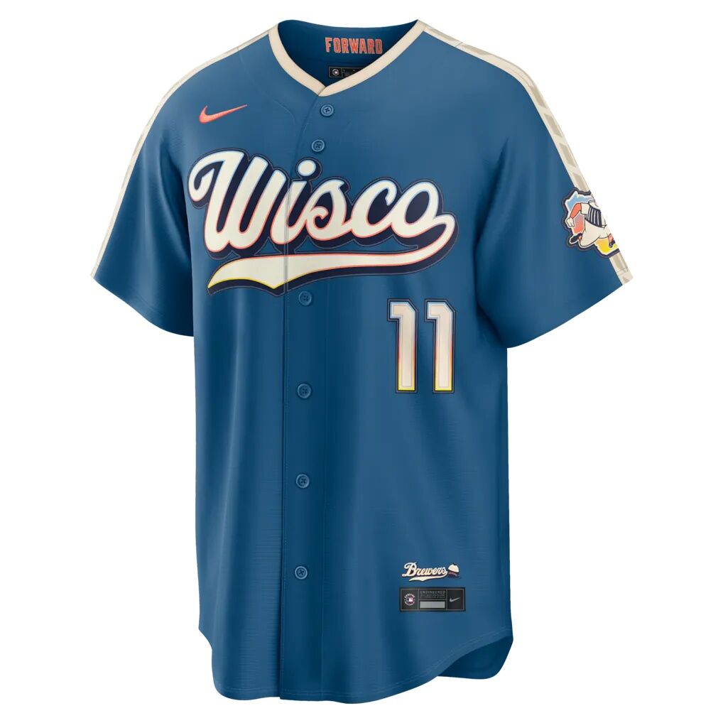 Jackson Chourio Milwaukee Brewers Nike 2026 City Connect Stadium Jersey - Mineral Blue
