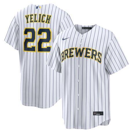Christian Yelich Milwaukee Brewers Nike Alternate Replica Jersey - White - Front View