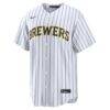 Christian Yelich Milwaukee Brewers Nike Alternate Replica Jersey - White - Side View
