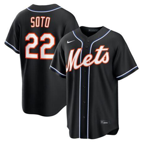 Juan Soto New York Mets Nike Fashion Replica Black Out Jersey - - Front View