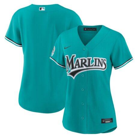 Miami Marlins Nike Women's Alternate Stadium Jersey - Teal - Front View