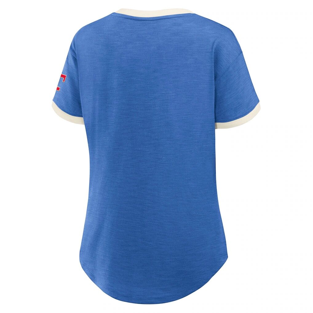 Texas Rangers Fashion7 Women’s Relaxed Fit Vintage Play​ Slub V-Neck Fashion Top – Royal