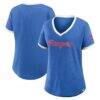 Texas Rangers Fashion7 Women's Relaxed Fit Vintage Play​ Slub V-Neck Fashion Top - - Front View