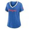 Texas Rangers Fashion7 Women's Relaxed Fit Vintage Play​ Slub V-Neck Fashion Top - - Side View