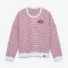 San Francisco 49ers Fashion7 Women's Striped Oversized French Terry Sweatshirt - - Front View