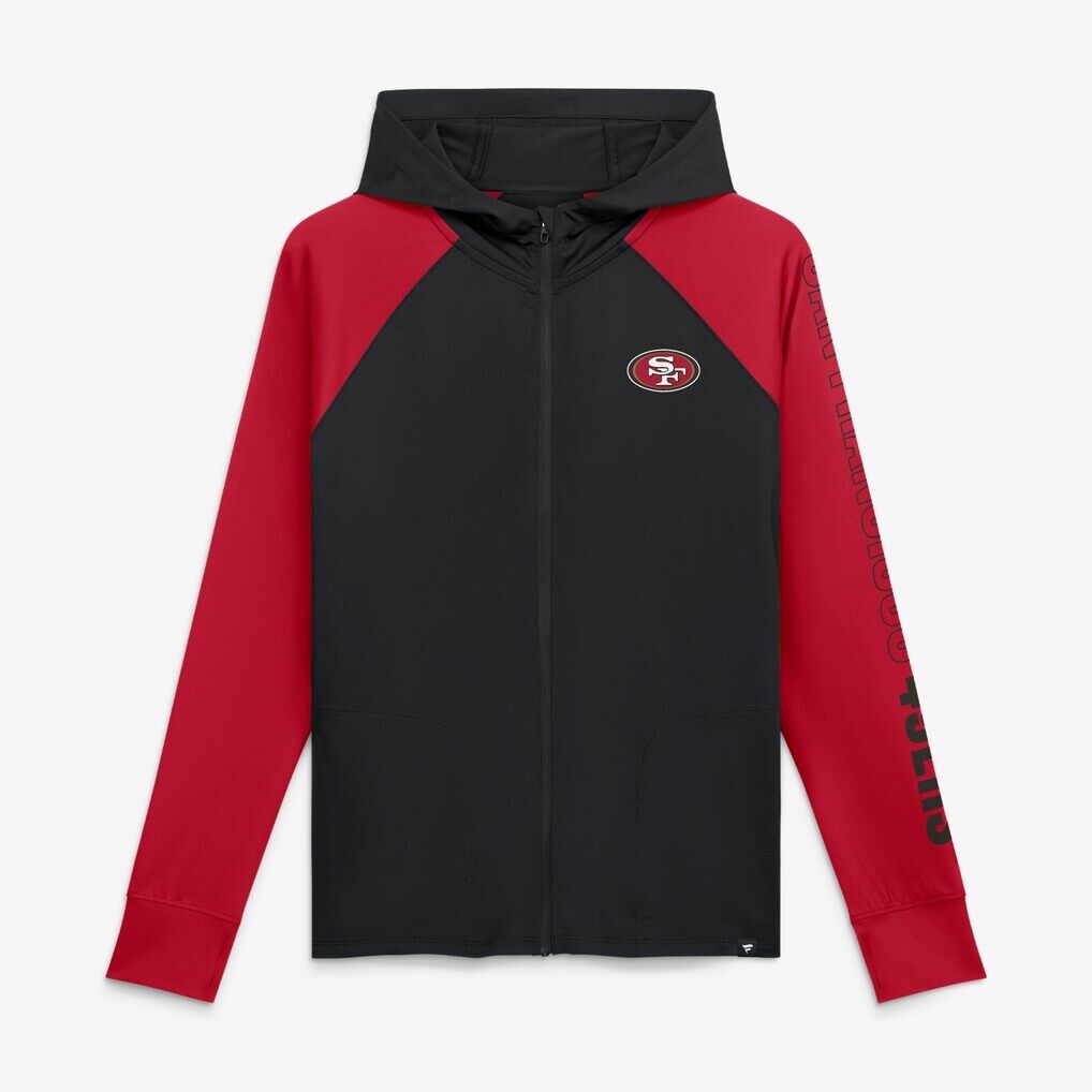 San Francisco 49ers Fashion7 Women's Cornerback Blitz​ Raglan Full-Zip Hoodie - Black/Scarlet
