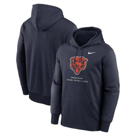 Chicago Bears Nike Toss Sweep Therma-FIT Hoodie - Navy - Front View