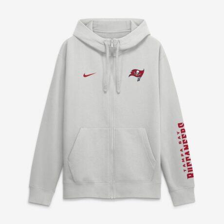 Tampa Bay Buccaneers Nike Cool Down Club Full-Zip Hoodie - Gray - Front View