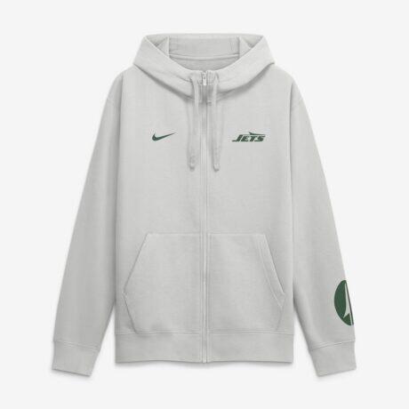 New York Jets Nike Cool Down Club Full-Zip Hoodie - Gray - Front View