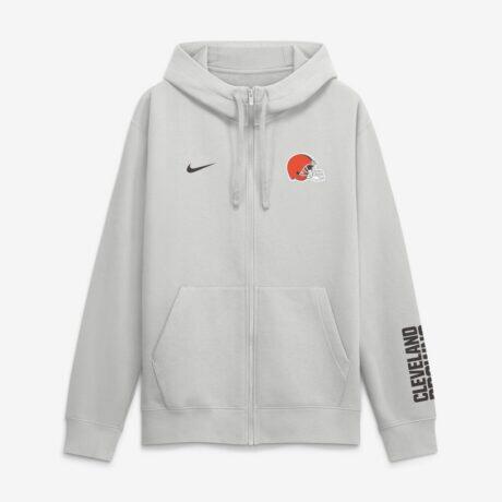 Cleveland Browns Nike Cool Down Club Full-Zip Hoodie - Gray - Front View