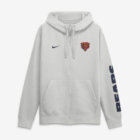 Chicago Bears Nike Cool Down Club Full-Zip Hoodie - Gray - Front View