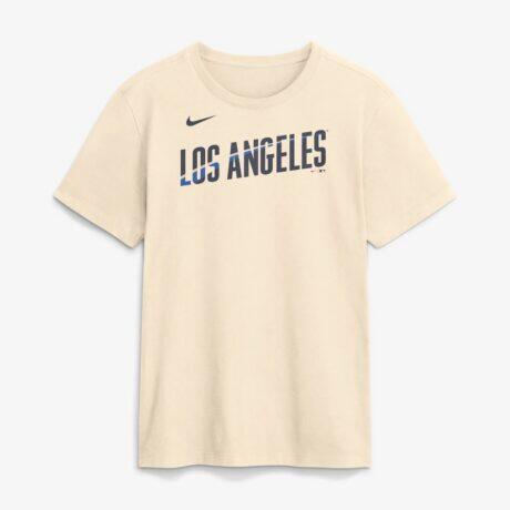 Los Angeles Dodgers Nike City Connect Wordmark T-Shirt - Cream - Alt1