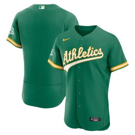 Athletics Nike Alternate Sponsor Patch Authentic Jersey - Green - Front View