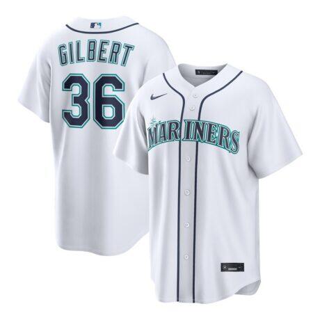 Logan Gilbert Seattle Mariners Nike Home Replica Jersey - White - Front View