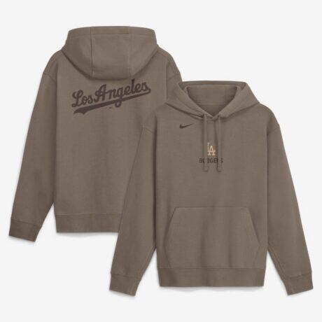 Los Angeles Dodgers Nike Fashion Club Pullover Hoodie - Brown - Front View