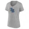 Tampa Bay Rays Logo Athletic Women's Official Logo Athletic V-Neck T-Shirt - Gray - Detail View