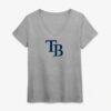 Tampa Bay Rays Logo Athletic Women's Official Logo Athletic V-Neck T-Shirt - Gray - Front View