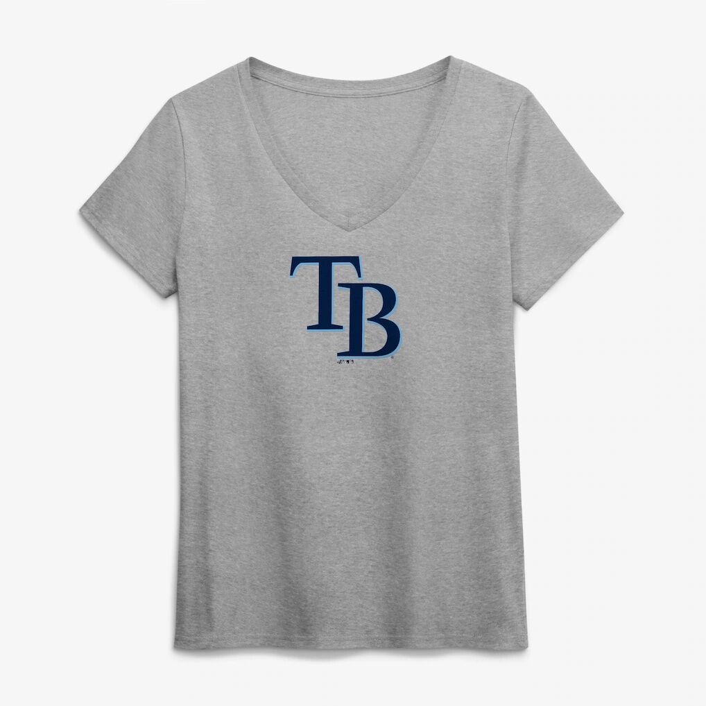 Tampa Bay Rays Logo Athletic Women's Official Logo Athletic V-Neck T-Shirt