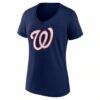 Washington Nationals Logo Athletic Women's Official Logo Athletic V-Neck T-Shirt - Navy - Side View