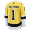 Jeremy Swayman Boston Bruins Fashion7 2026 NHL Stadium Series Premium Jersey - Gold - Detail View