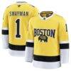 Jeremy Swayman Boston Bruins Fashion7 2026 NHL Stadium Series Premium Jersey - Gold - Front View