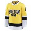 Jeremy Swayman Boston Bruins Fashion7 2026 NHL Stadium Series Premium Jersey - Gold - Side View