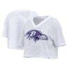 Baltimore Ravens Fashion7 Women's Oversized Mesh Cropped V-Neck Jersey - White - Front View