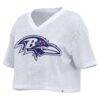Baltimore Ravens Fashion7 Women's Oversized Mesh Cropped V-Neck Jersey - White - Side View