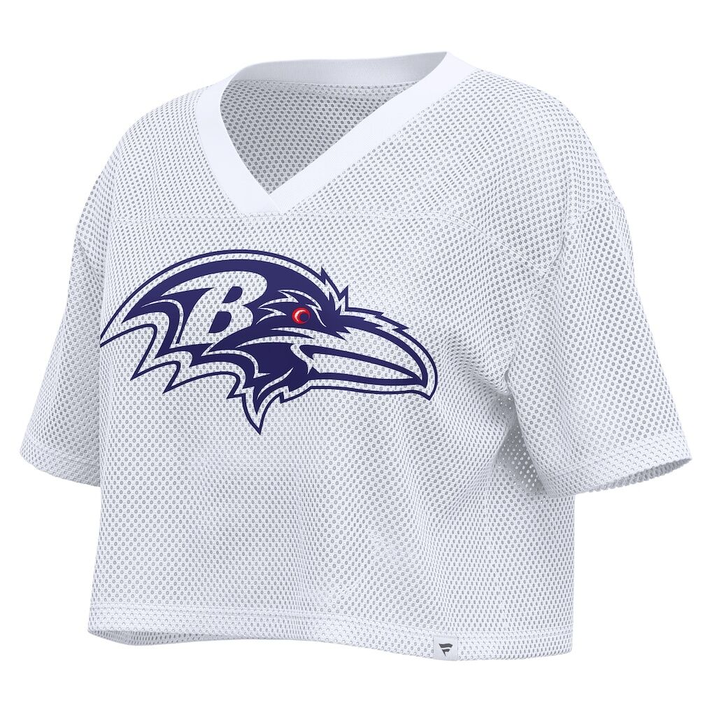 Baltimore Ravens Fashion7 Women's Oversized Mesh Cropped V-Neck Jersey