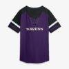 Baltimore Ravens Fashion7 Women's Curl Route Athena Lace-Up T-Shirt - Purple - Front View
