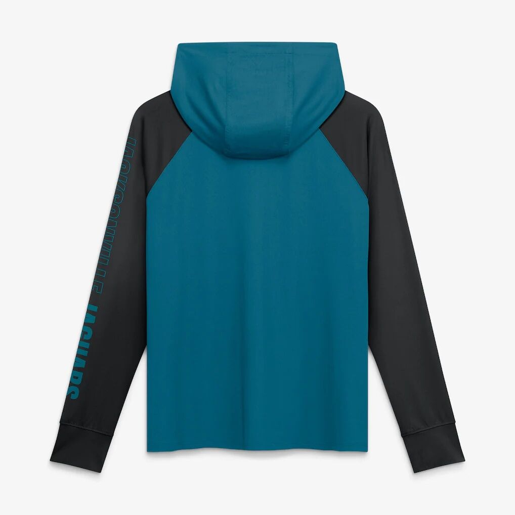 Jacksonville Jaguars Fashion7 Women's Cornerback Blitz​ Raglan Full-Zip Hoodie - Teal/Black