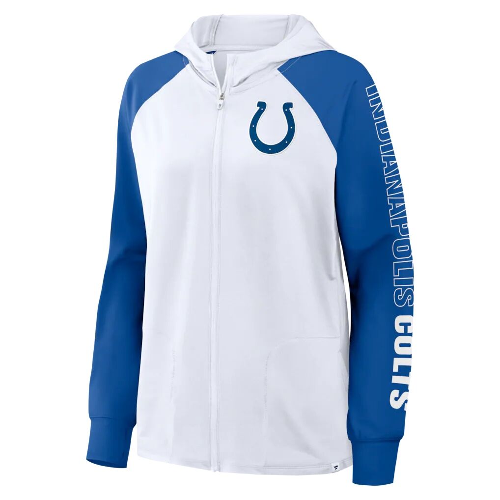 Indianapolis Colts Fashion7 Women's Cornerback Blitz​ Raglan Full-Zip Hoodie - White/Royal