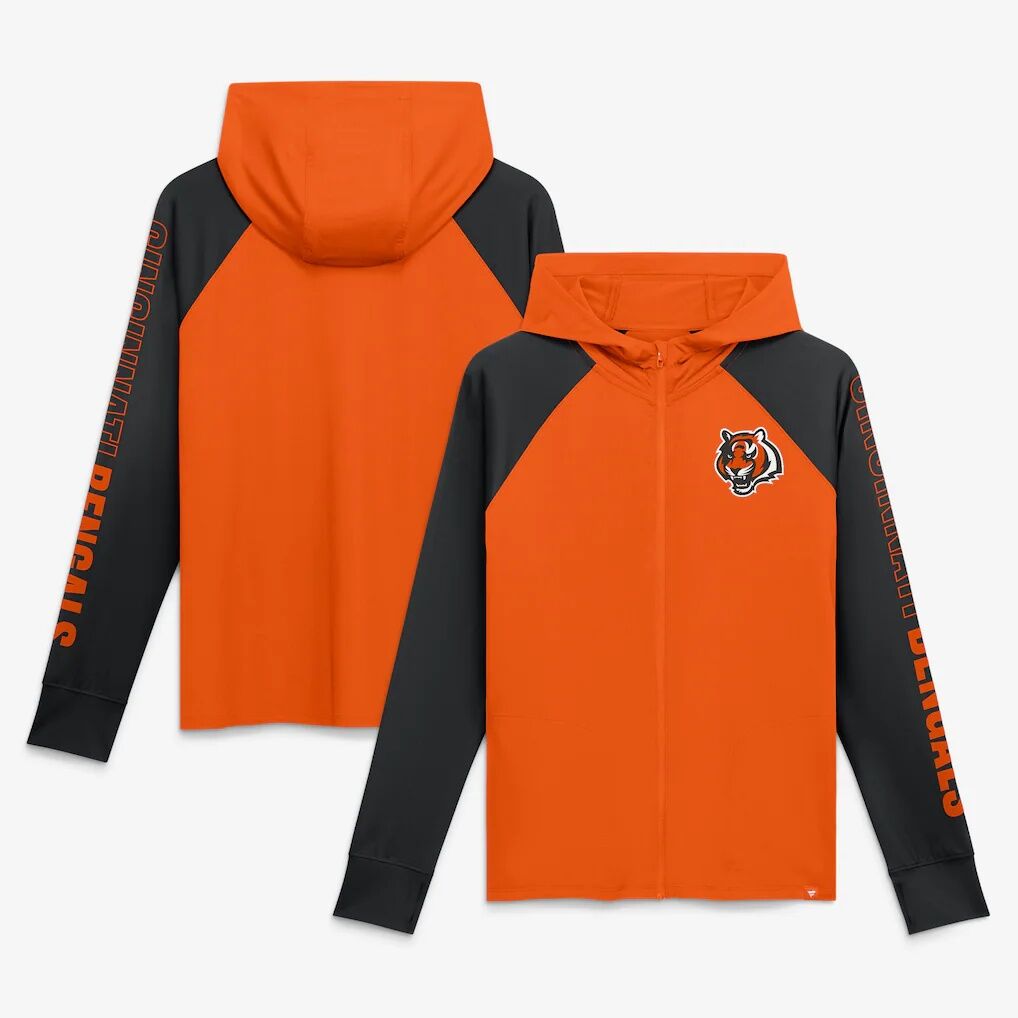 Cincinnati Bengals Fashion7 Women's Cornerback Blitz​ Raglan Full-Zip Hoodie - Orange/Black