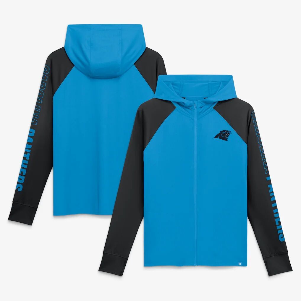 Carolina Panthers Fashion7 Women's Cornerback Blitz​ Raglan Full-Zip Hoodie - Blue/Black