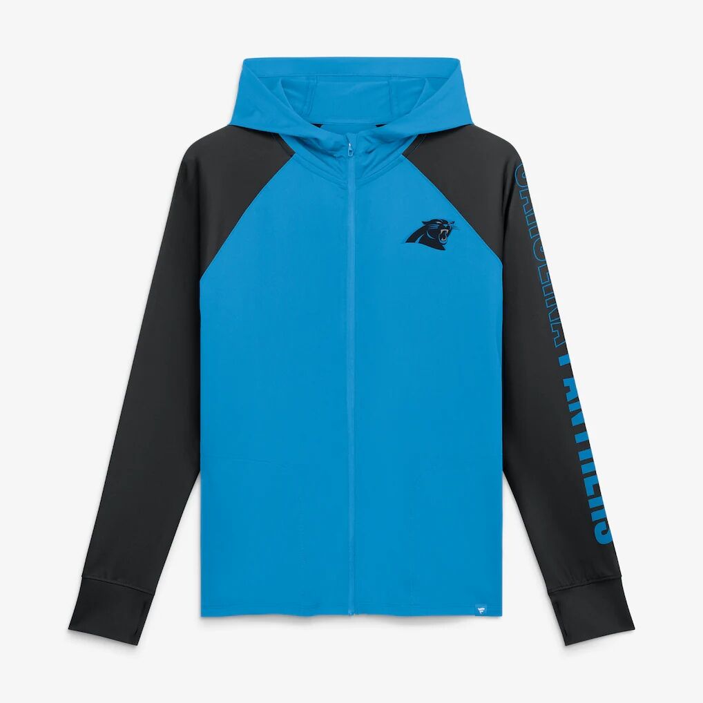 Carolina Panthers Fashion7 Women's Cornerback Blitz​ Raglan Full-Zip Hoodie - Blue/Black