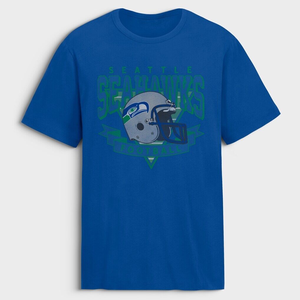 Seattle Seahawks Fashion7 Old Fashion Rushing Legacy Cotton T-Shirt - Royal