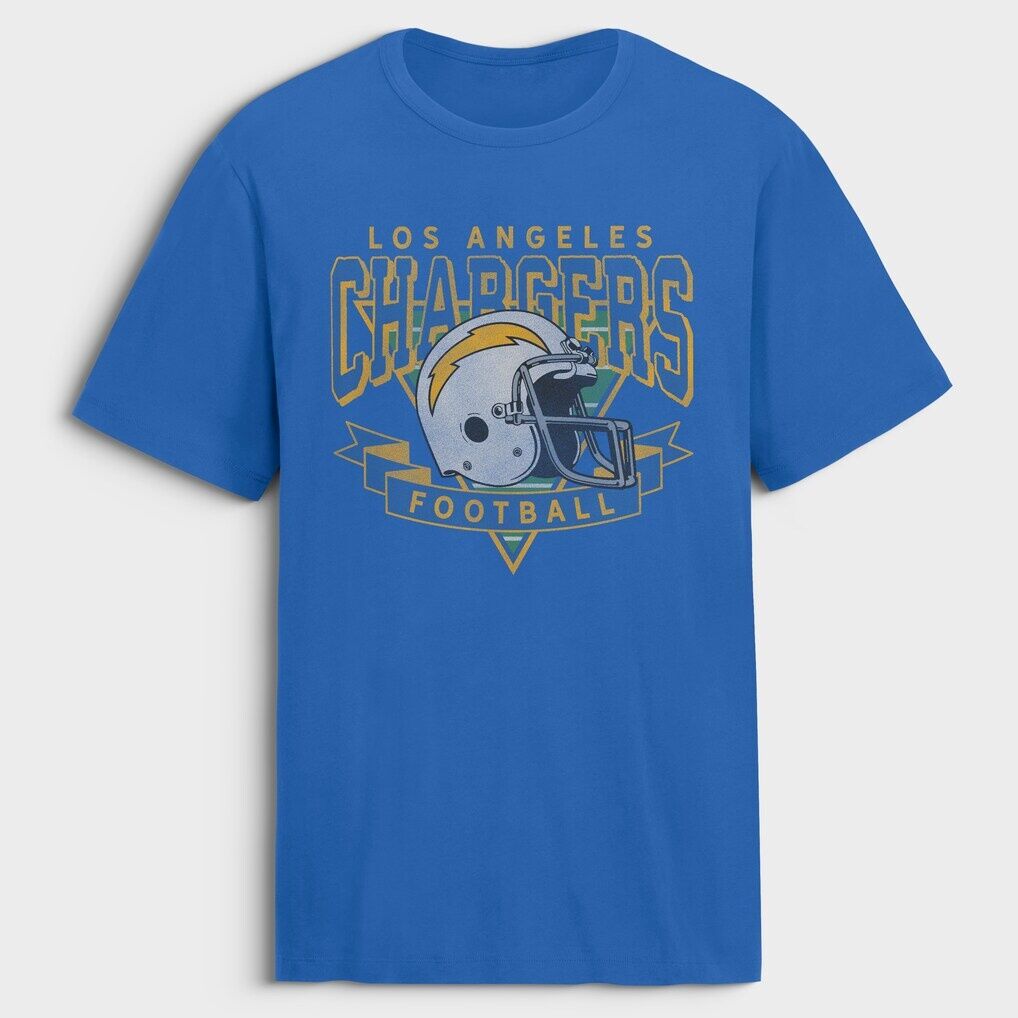 Los Angeles Chargers Fashion7 Old Fashion Rushing Legacy Cotton T-Shirt - Powder Blue
