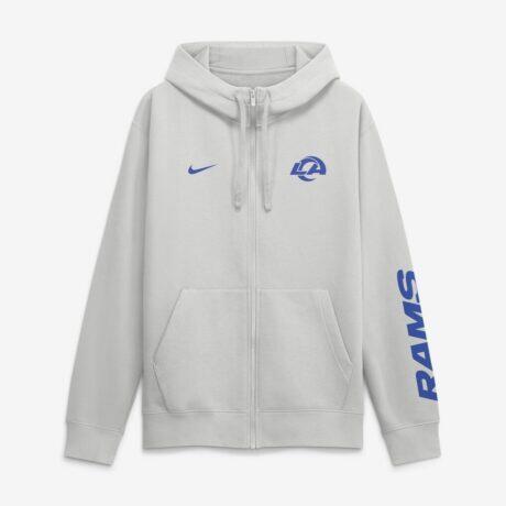 Los Angeles Rams Nike Cool Down Club Full-Zip Hoodie - Gray - Front View