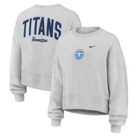 Tennessee Titans Nike Women's Oversized Primetime Phoenix Fleece Sweatshirt - Gray - Front View